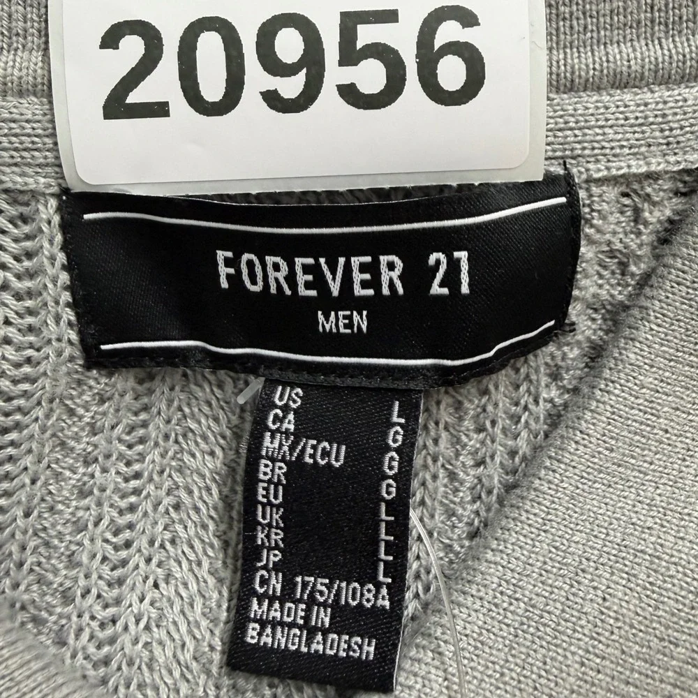 Forever 21 Cardigan Mens Large Gray Cable Knit Button Up Long Sleeve Sweater NEW